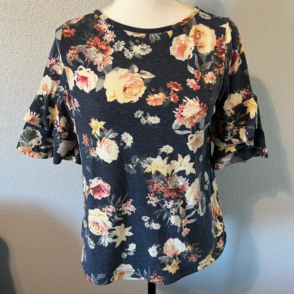 Jersey Knit Floral Blouse